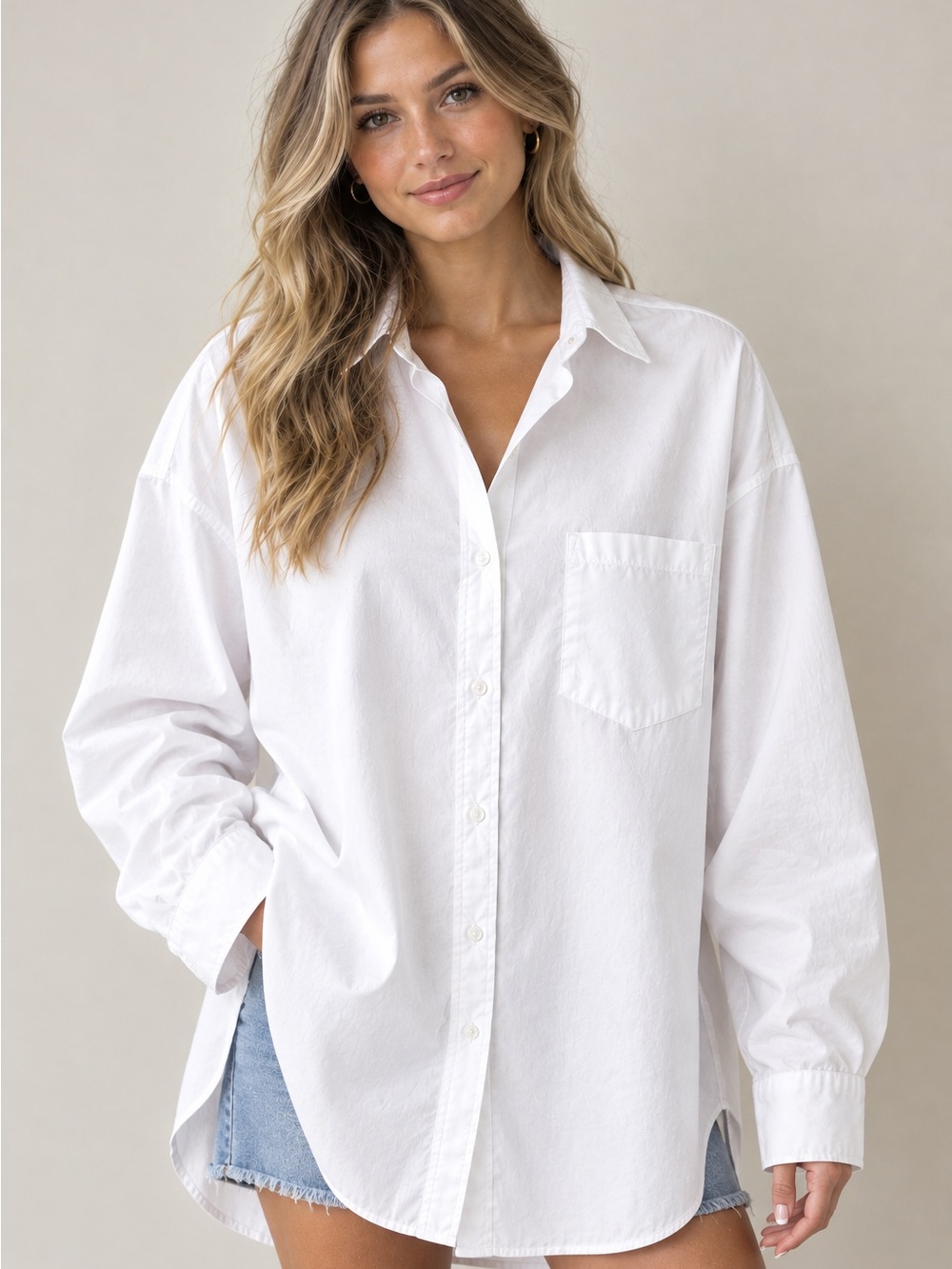 Frank & Eileen Shirley|White Relaxed 100% Cotton Button-Down Shirt|Women’s SZ XL